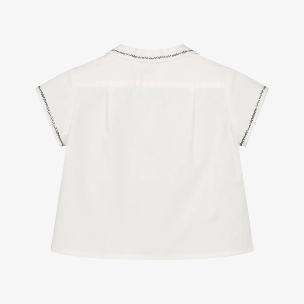 Bonpoint-Baby Boys Embroidered White Cotton Shirt | Childrensalon Outlet