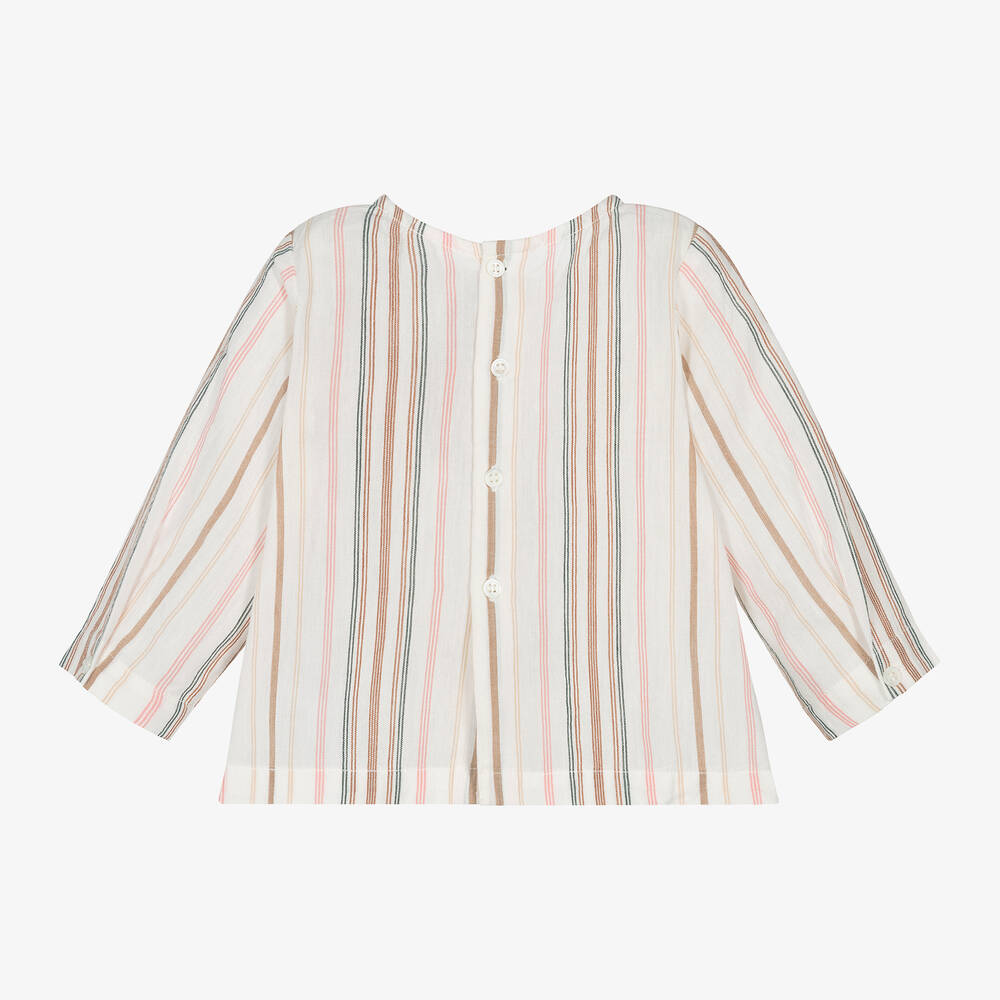 Bonpoint-Baby Boys Ivory Striped Cotton Shirt | Childrensalon Outlet