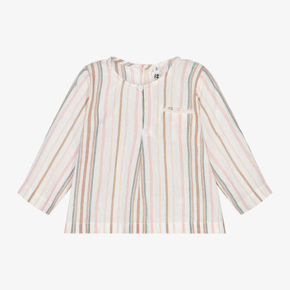 Bonpoint-Baby Boys Ivory Striped Cotton Shirt | Childrensalon Outlet