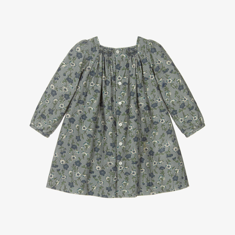 Bonpoint-Baby Girls Blue Liberty Floral Fabric Needlecord Dress | Childrensalon Outlet