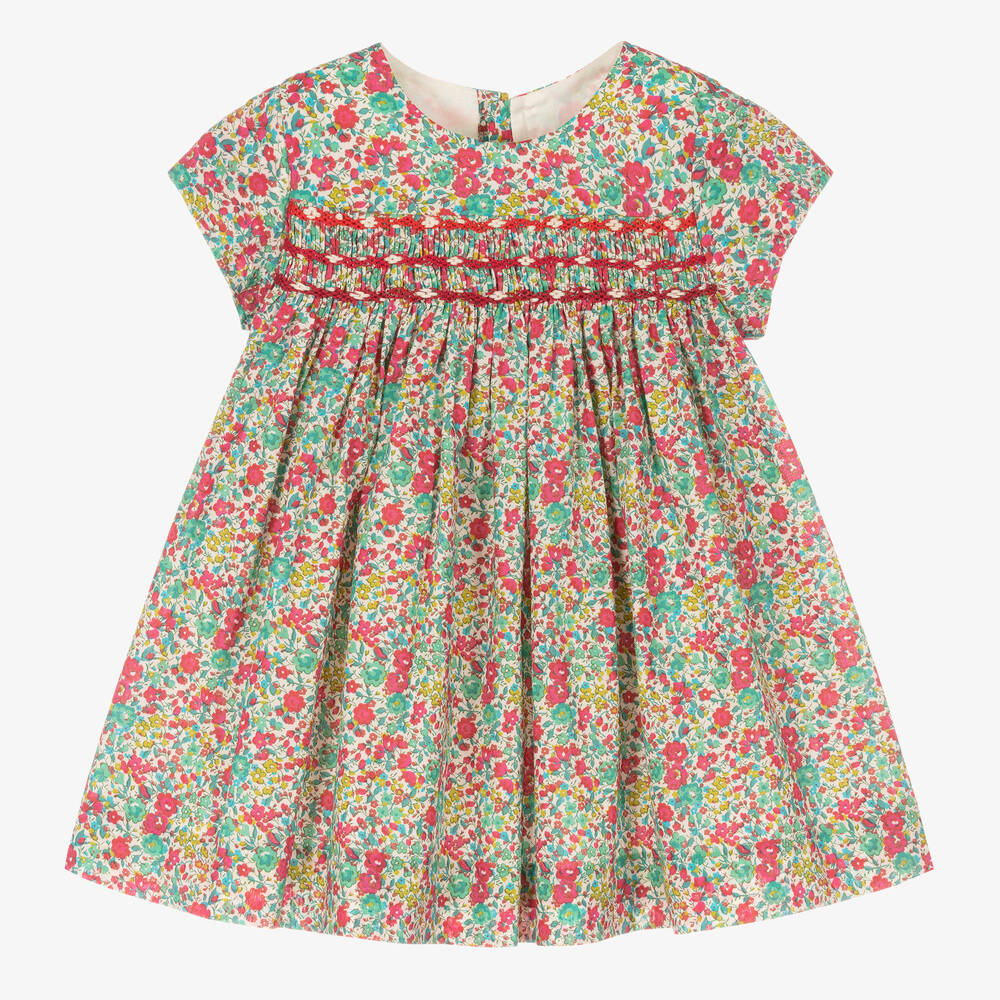 Bonpoint - Baby Girls Green Smocked Liberty Dress | Childrensalon