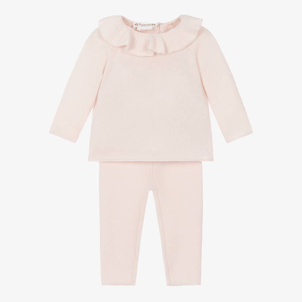 Bonpoint - Baby Girls Pink Cashmere Trouser Set | Childrensalon
