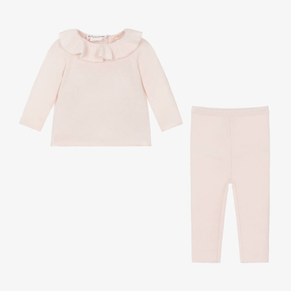 Bonpoint-طقم بنطلون كشمير محبوك لون زهري للمولودات | Childrensalon Outlet