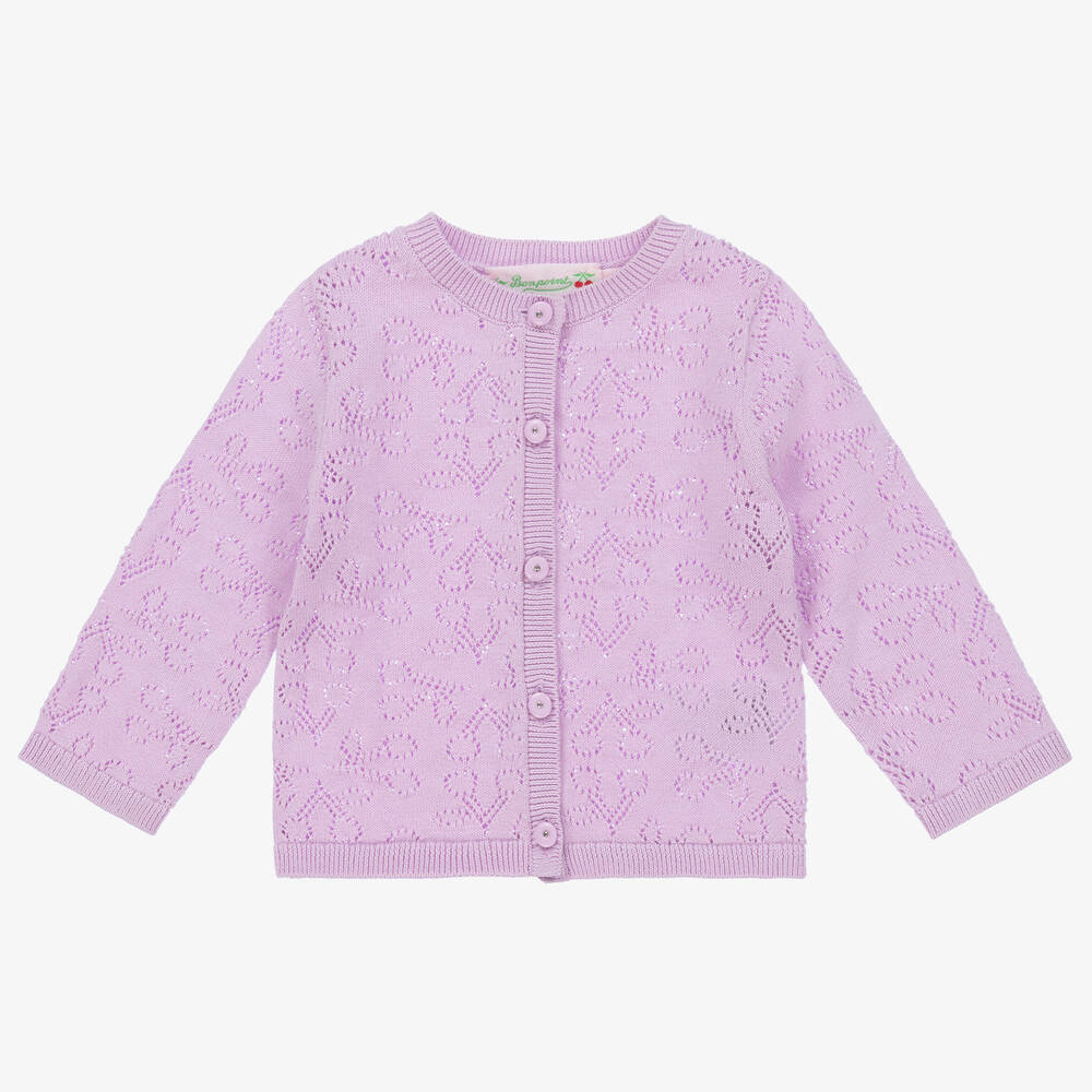 Bonpoint - Cardigan violet à cerises bébé | Childrensalon