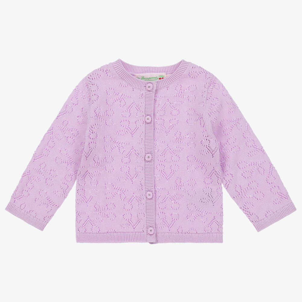 Bonpoint - Baby Girls Purple Cherry Cardigan | Childrensalon