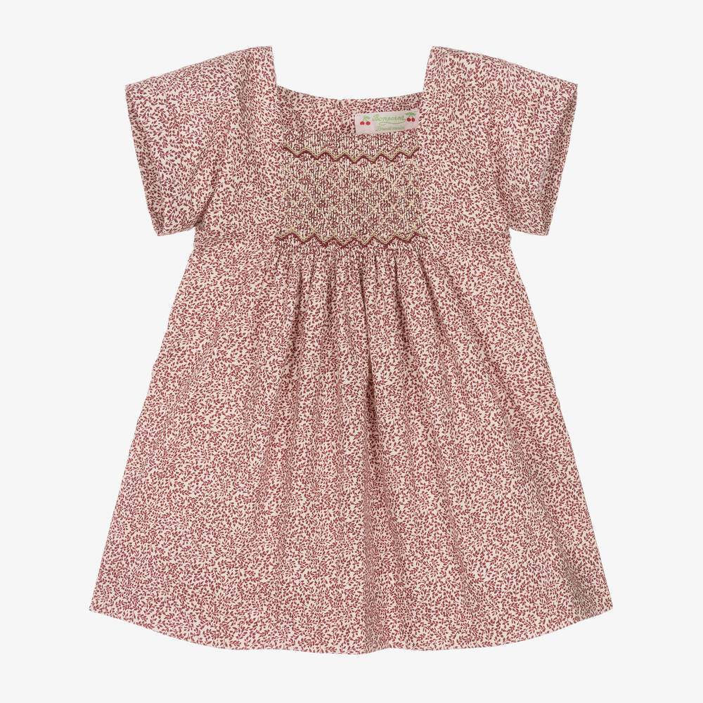 Bonpoint-Baby Girls Red Floral Smocked Dress | Childrensalon Outlet