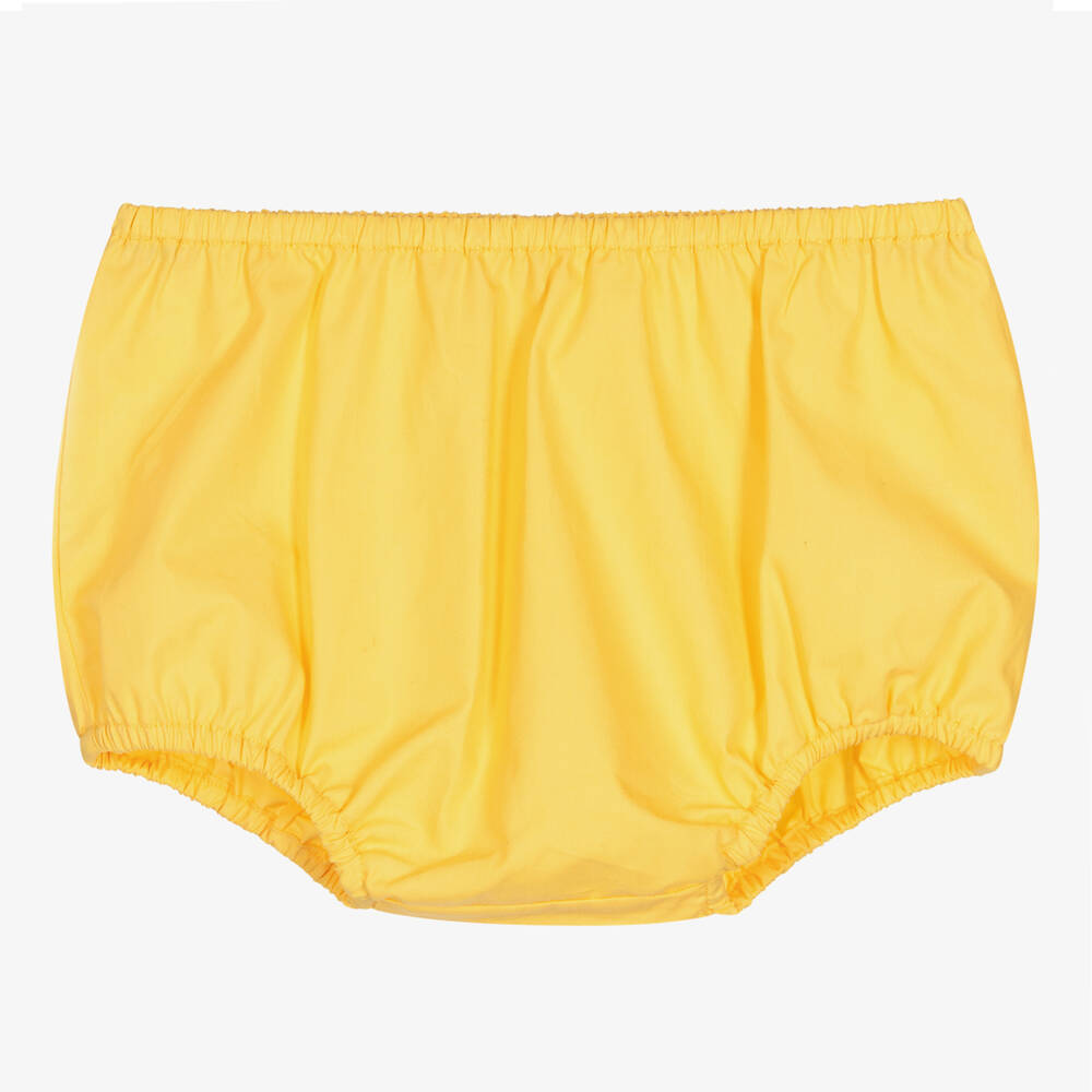 Bonpoint - Baby Girls Yellow Cotton Bloomer Shorts | Childrensalon