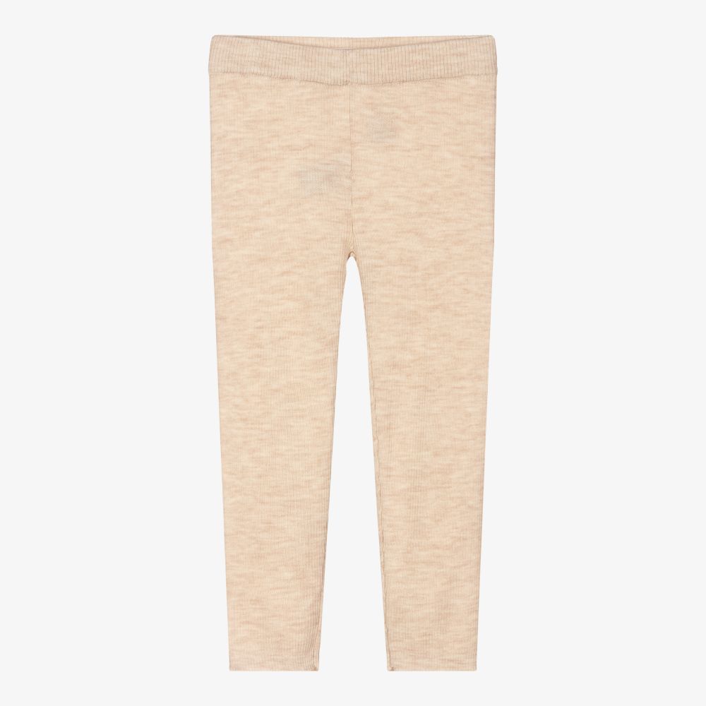 Bonpoint - Beige Leggings aus Merinowolle  | Childrensalon