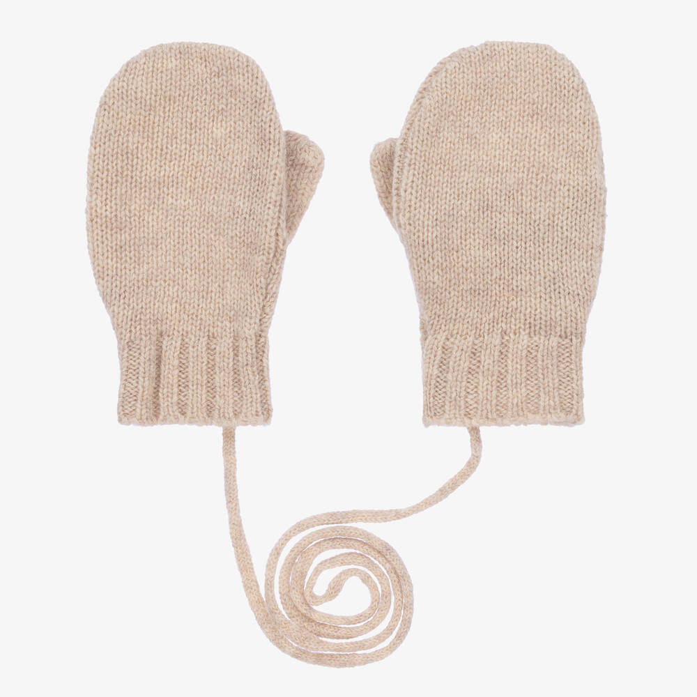 Bonpoint - Beige Merino Wool Mittens | Childrensalon
