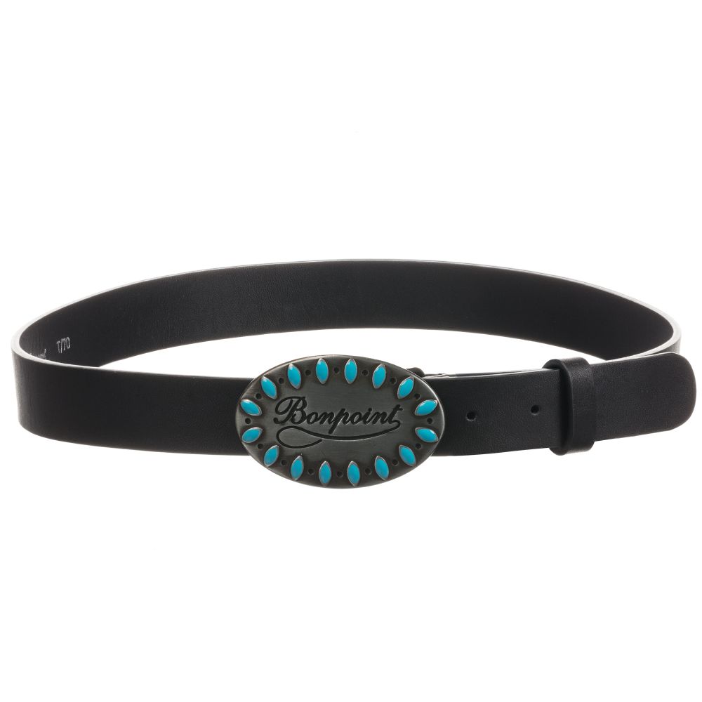بونبوان-حزام لوغو جلد لون أسود للبنات | Childrensalon Outlet