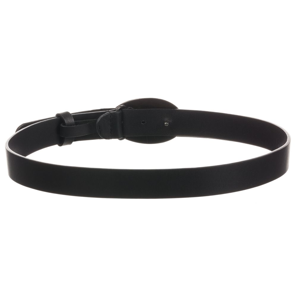 بونبوان-حزام لوغو جلد لون أسود للبنات | Childrensalon Outlet