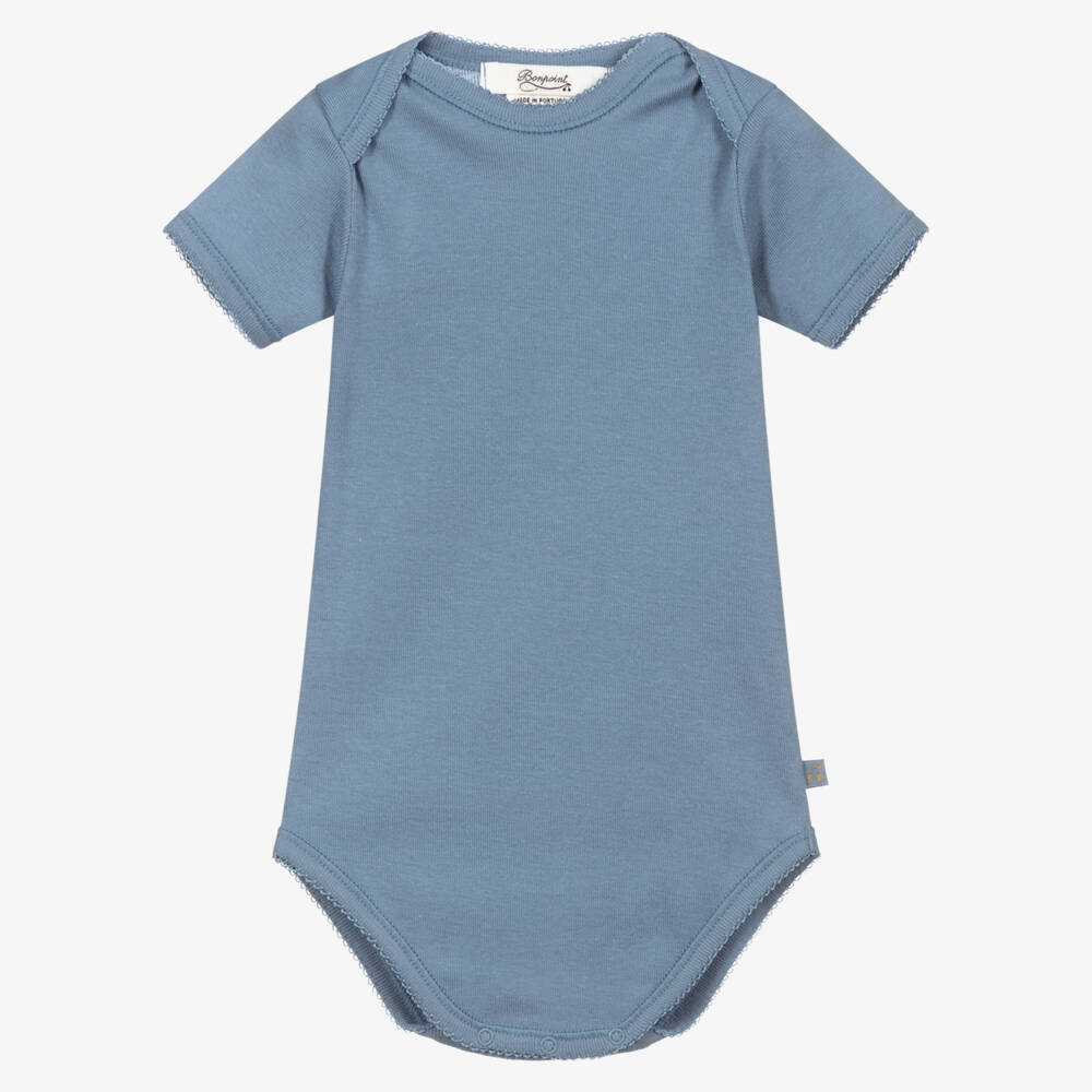 Bonpoint-Blue & Ivory Cotton Bodyvests (3 Pack) | Childrensalon Outlet