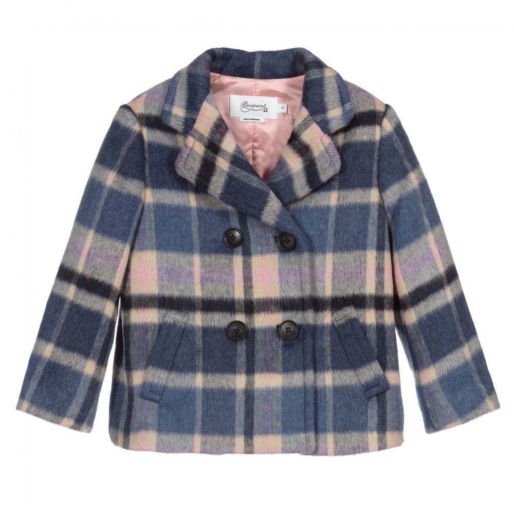 Bonpoint - Karierte Jacke in Blau und Rosa | Childrensalon