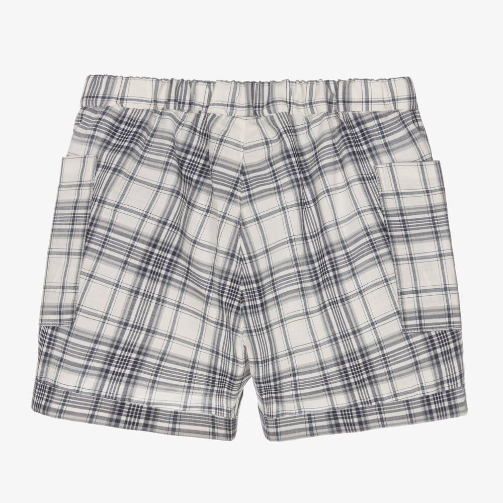 Bonpoint-Blue & White Check Cotton Shorts | Childrensalon Outlet