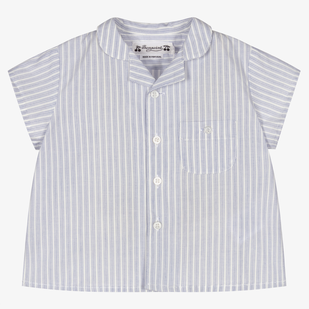 Bonpoint - Chemise bleue et blanche rayée | Childrensalon