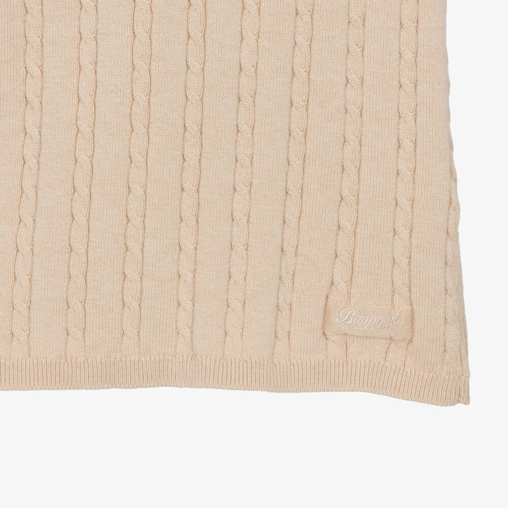 Bonpoint-Boys Beige Cotton & Cashmere Knitted Polo Shirt | Childrensalon Outlet