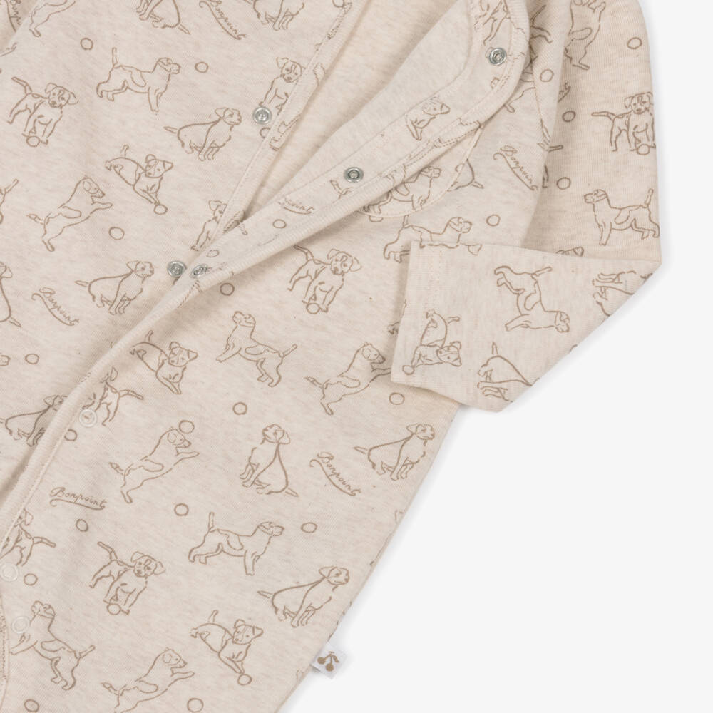 Bonpoint-Boys Beige Dog Patterned Babysuit | Childrensalon Outlet