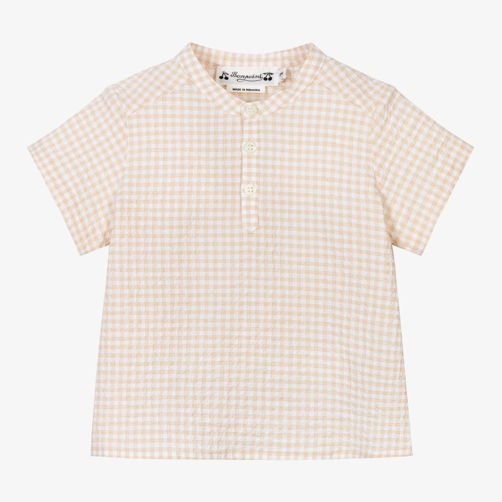 Bonpoint - Chemise vichy beige garçon | Childrensalon