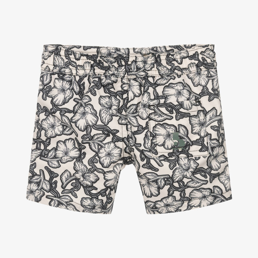 Bonpoint-Boys Black & Ivory Floral Swim Shorts | Childrensalon Outlet
