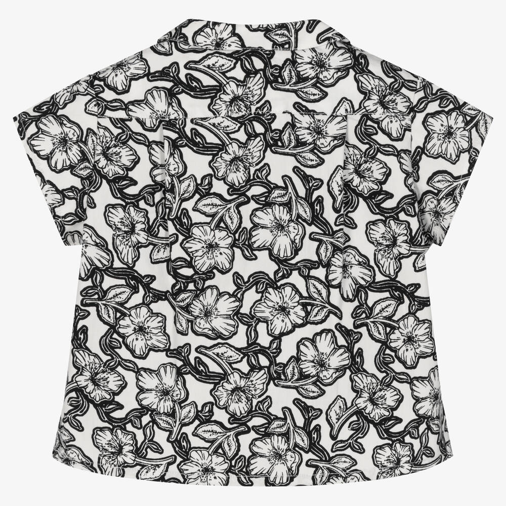 Bonpoint-Черно-белая рубашка с цветами | Childrensalon Outlet