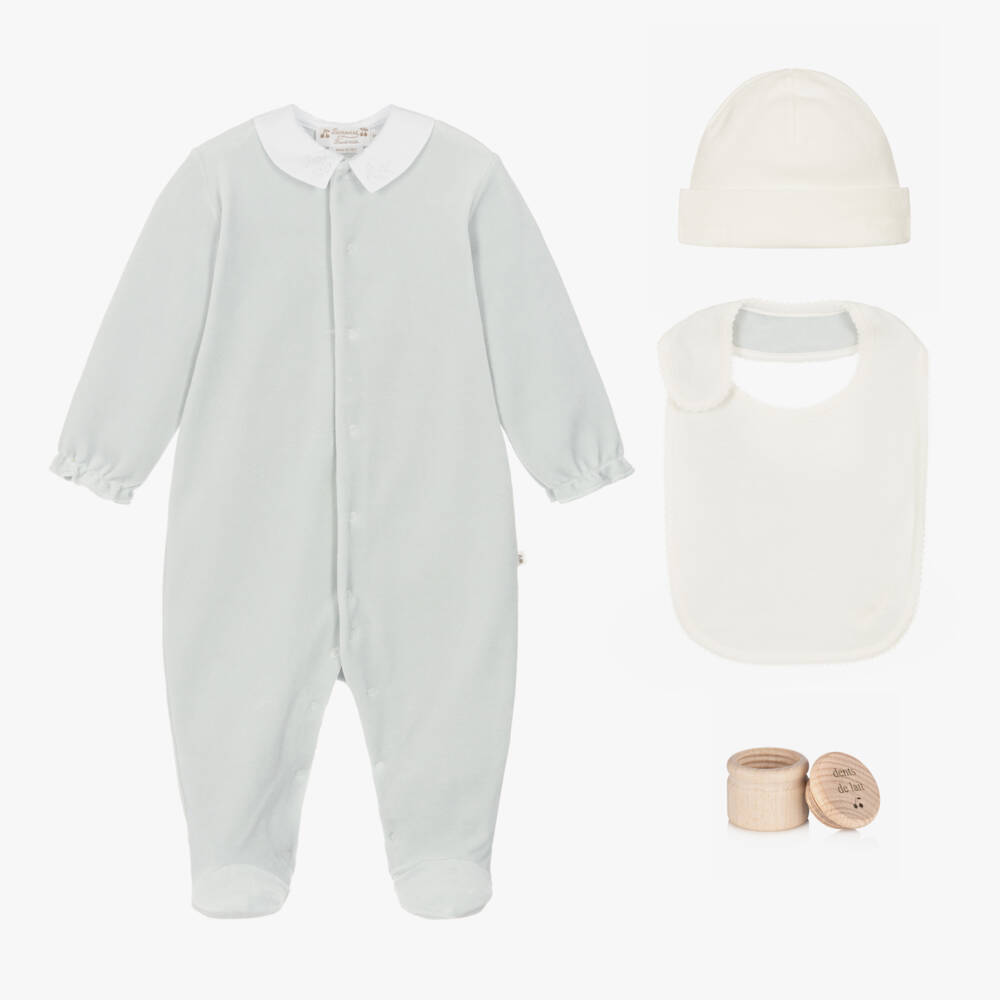 Bonpoint-Boys Blue Babygrow Gift Set | Childrensalon Outlet