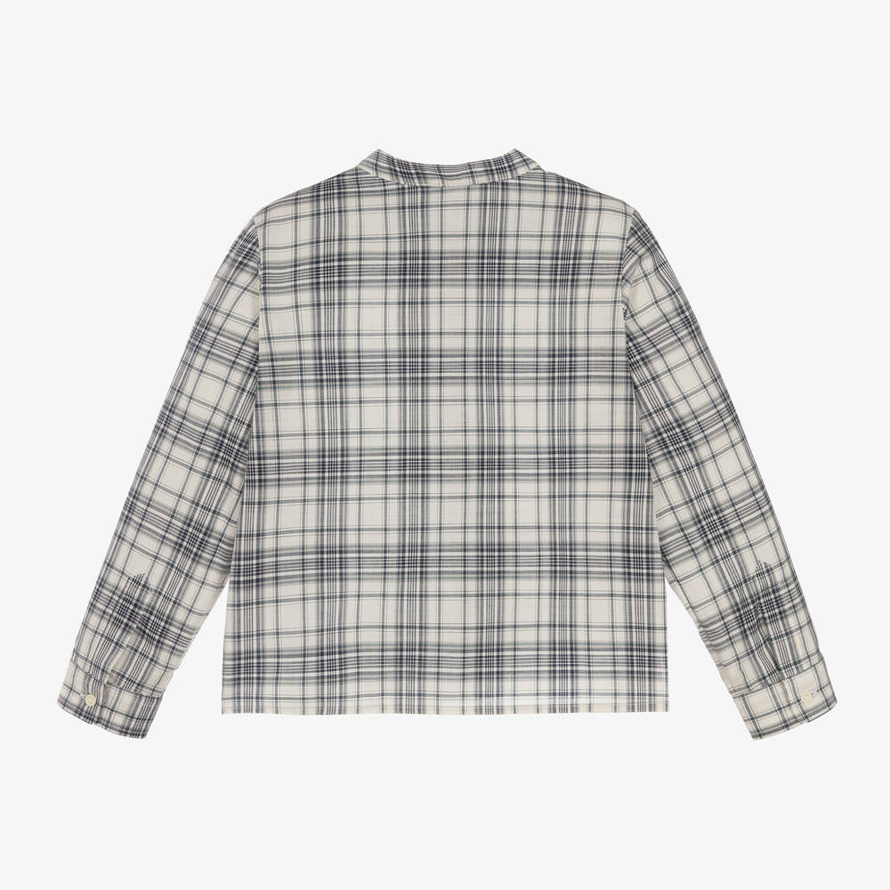 Bonpoint-قميص قطن مربعات لون أزرق للأولاد | Childrensalon Outlet