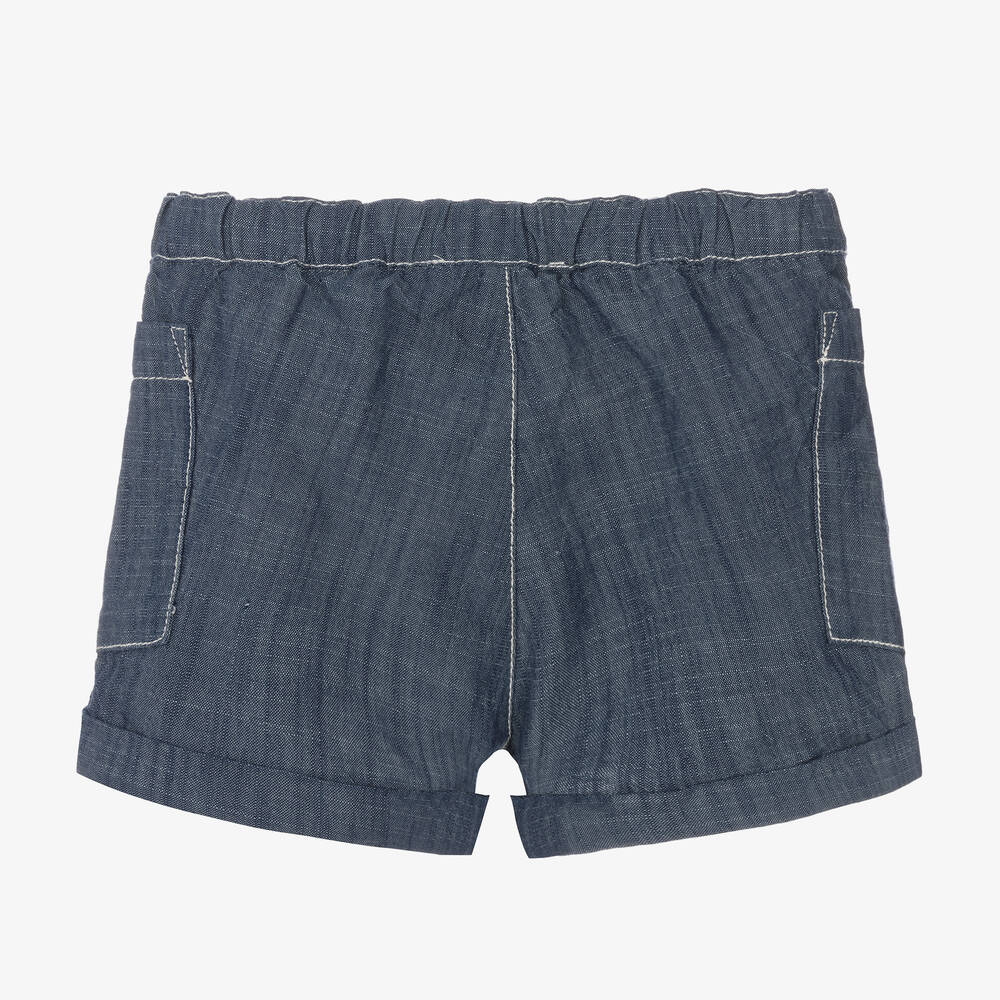 Bonpoint-Boys Blue Cotton Chambray Shorts | Childrensalon Outlet