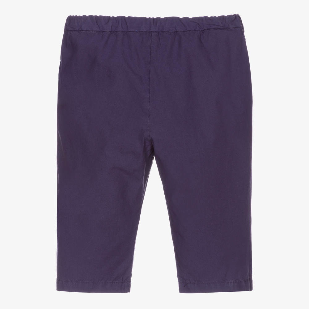 Bonpoint-Boys Blue Cotton Trousers  | Childrensalon Outlet