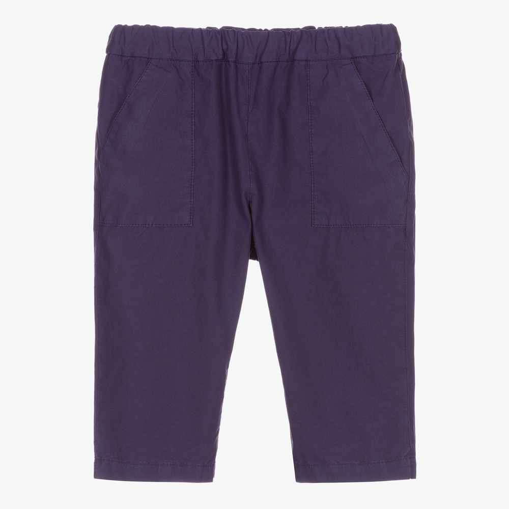 Bonpoint - Синие хлопковые брюки для мальчиков  | Childrensalon