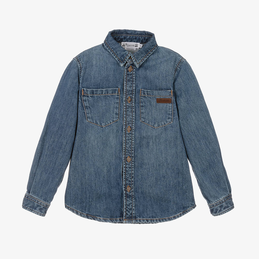 Bonpoint - Boys Blue Denim Shirt | Childrensalon