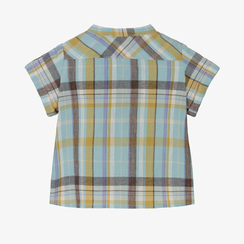 Bonpoint-Boys Blue & Green Check Shirt | Childrensalon Outlet