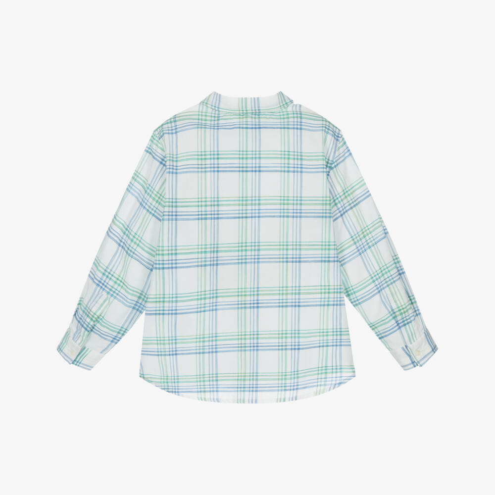 Bonpoint-Boys Blue & Green Check Shirt | Childrensalon Outlet
