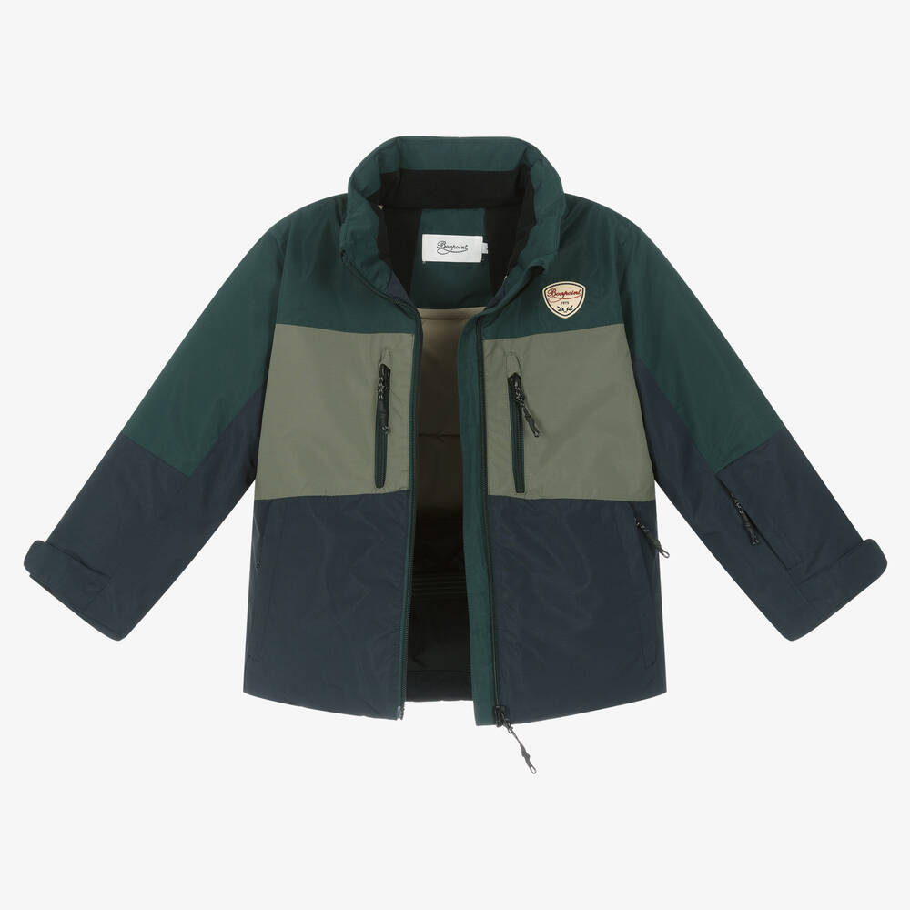 Bonpoint-Boys Blue & Green Down Padded Ski Jacket | Childrensalon Outlet