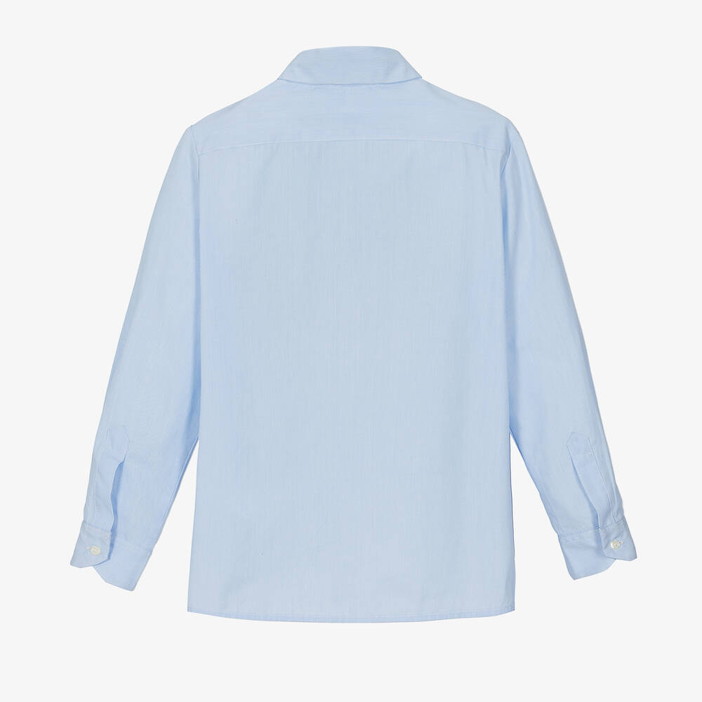 Bonpoint-Boys Blue Pinstripe Cotton Shirt | Childrensalon Outlet