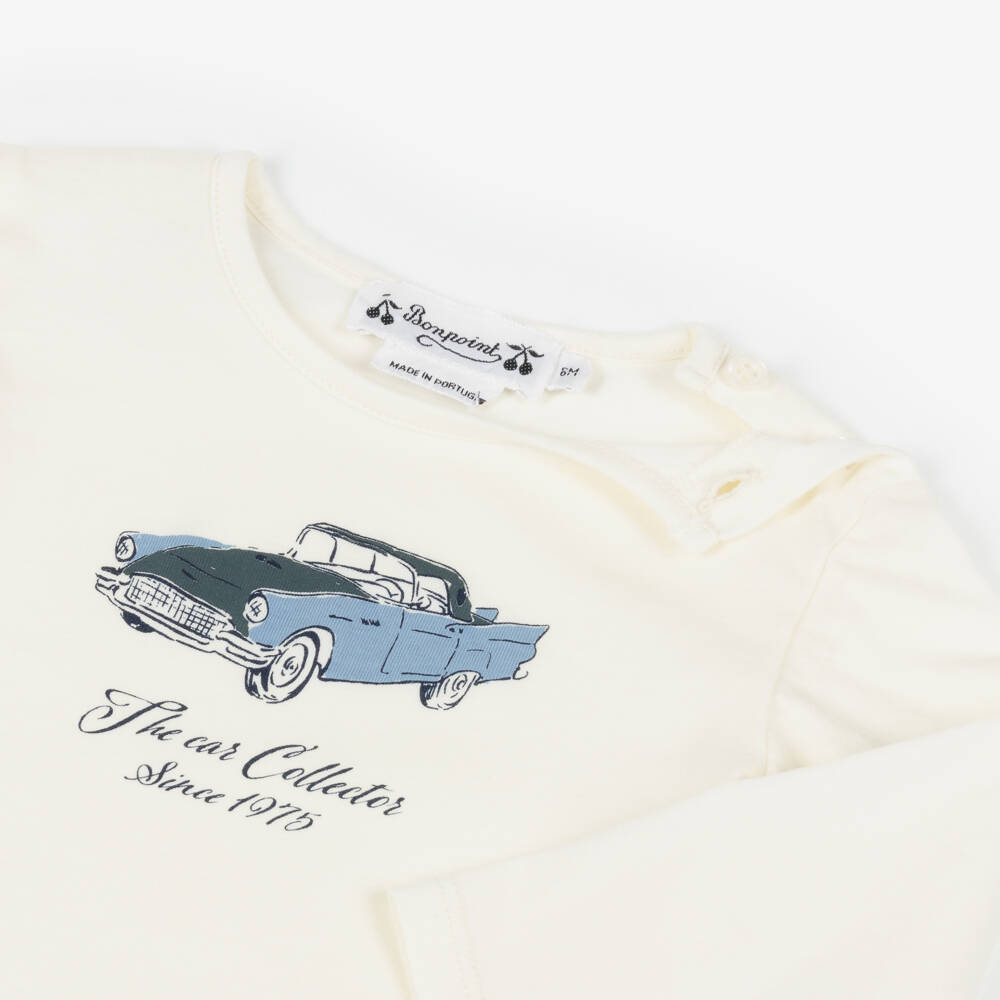 Bonpoint-Boys Classic Car Ivory Tee | Childrensalon Outlet