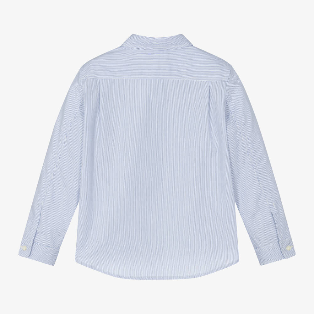 Bonpoint-قميص مقلم قطن لون أزرق للأولاد | Childrensalon Outlet