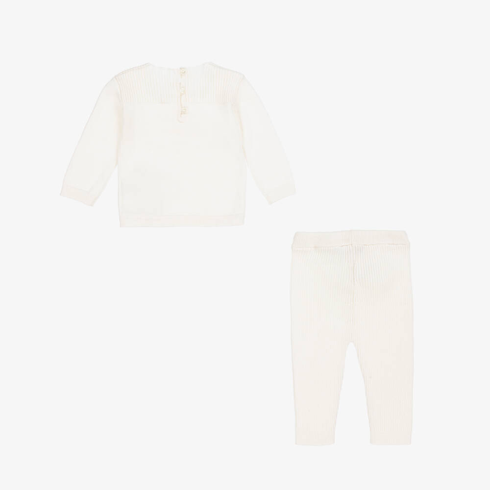Bonpoint-Boys Cream Knit Top & Pants Set | Childrensalon Outlet