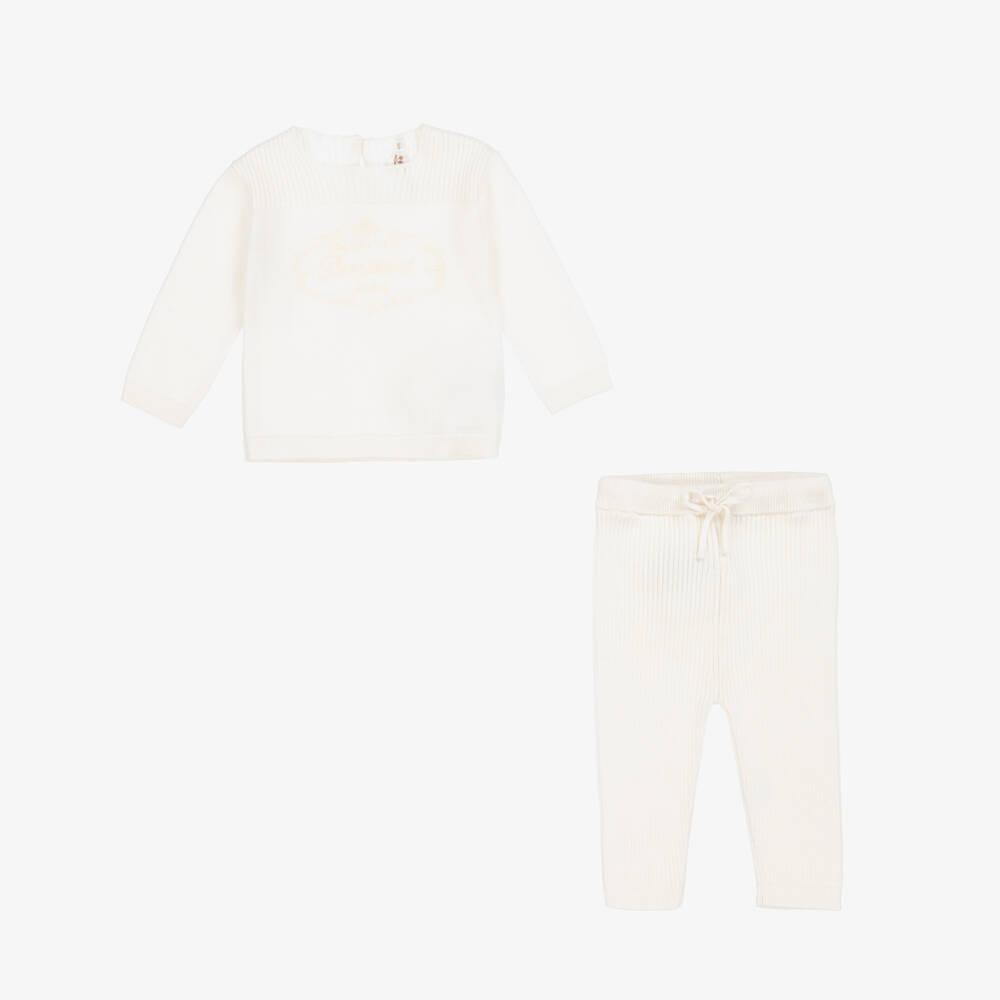 Bonpoint-Boys Cream Knit Top & Pants Set | Childrensalon Outlet