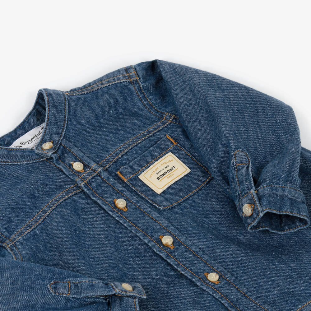 Bonpoint-Boys Denim Blue Button-Down Shirt | Childrensalon Outlet
