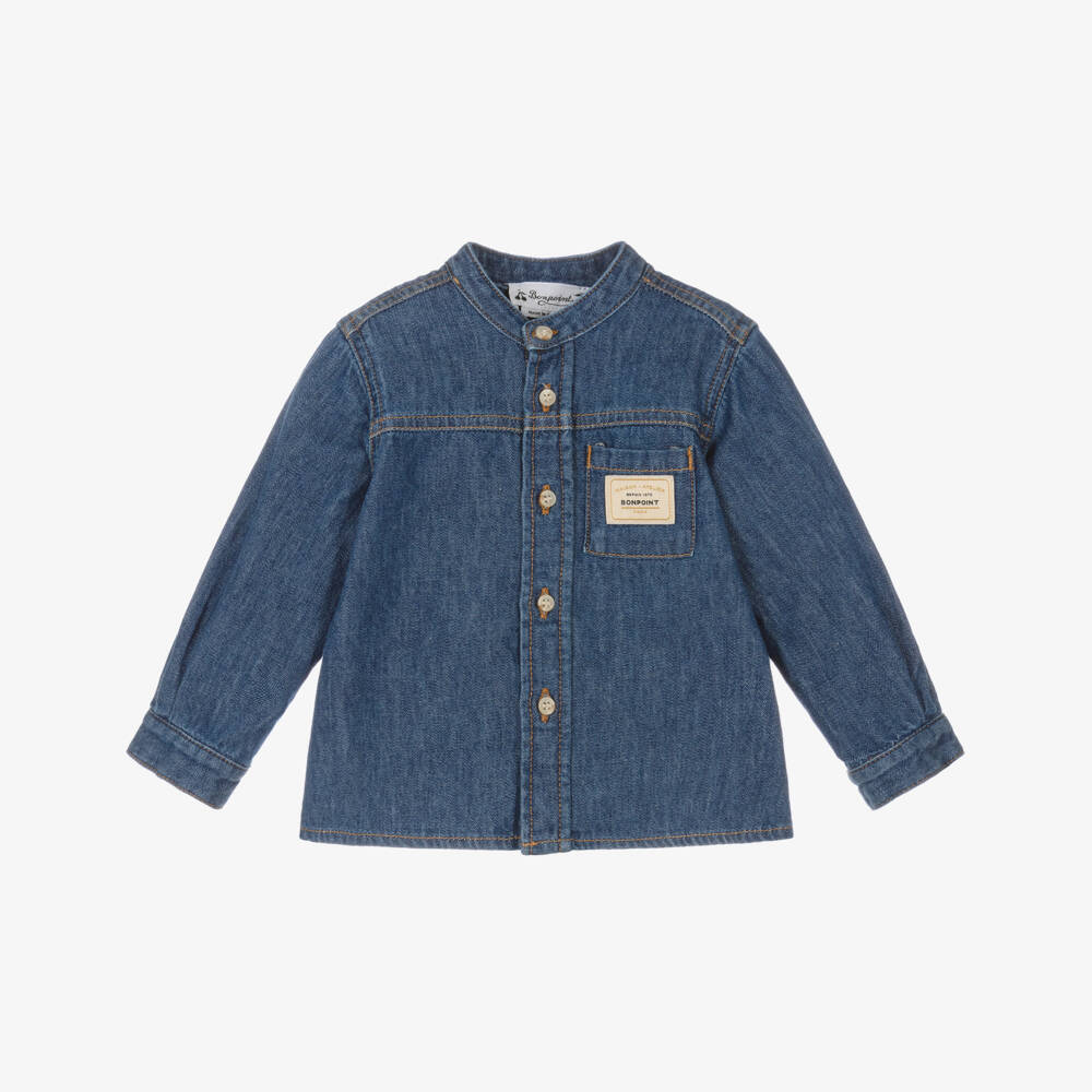 Bonpoint-Boys Denim Blue Button-Down Shirt | Childrensalon Outlet
