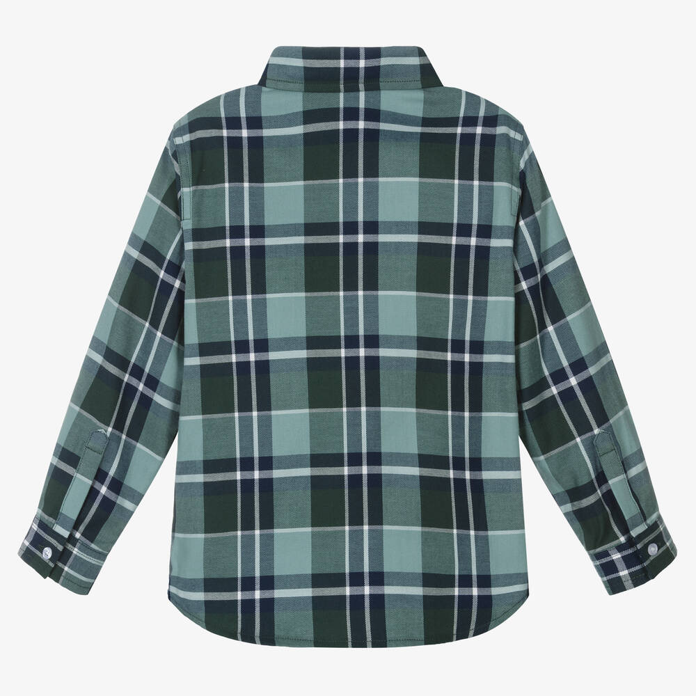 Bonpoint-Сине-зеленая хлопковая рубашка в клетку | Childrensalon Outlet