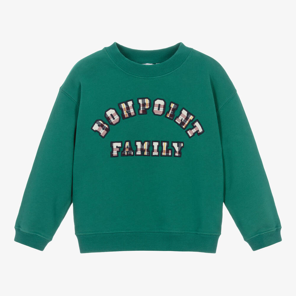 Bonpoint - Boys Green Cotton Sweatshirt | Childrensalon