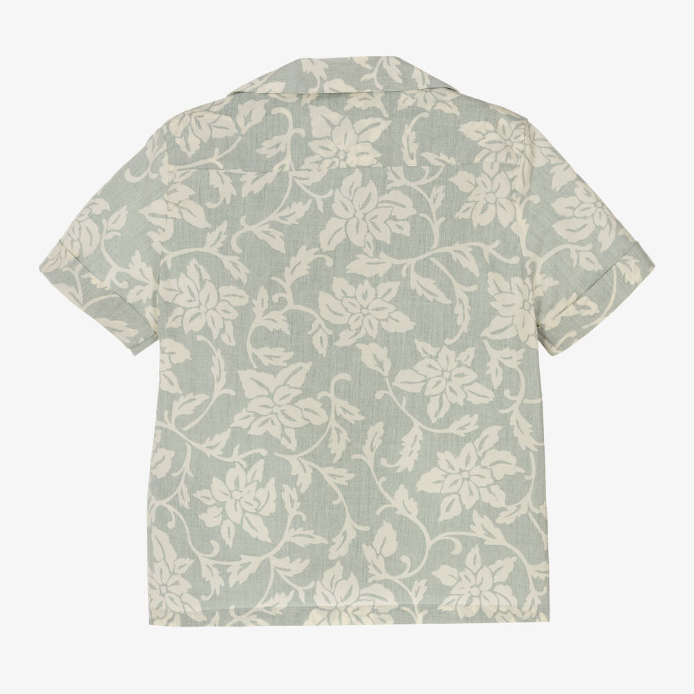 Bonpoint-Boys Green Floral Cotton Shirt | Childrensalon Outlet
