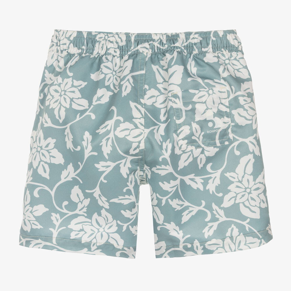 Bonpoint-شورت سباحة بطبعة ورود لون أخضر وعاجى للأولاد | Childrensalon Outlet