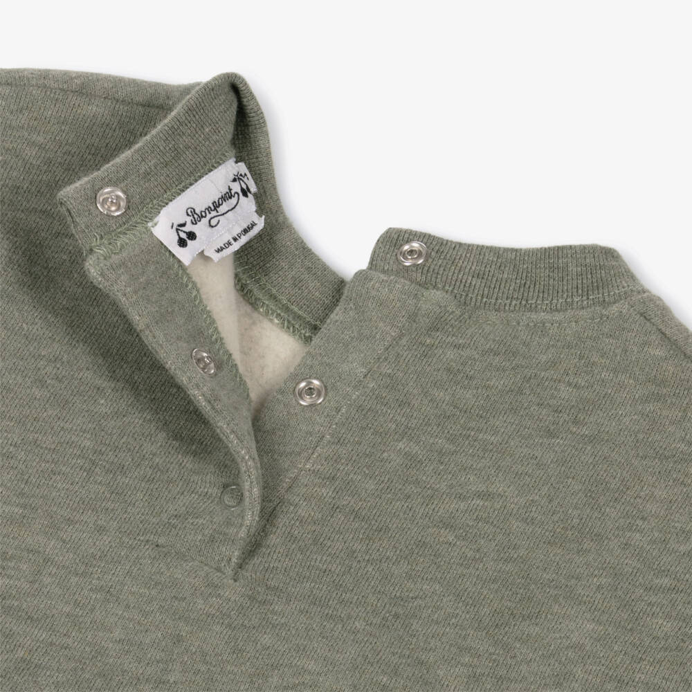 Bonpoint-Boys Green Marl Sweatshirt with Embroidered Logo | Childrensalon Outlet