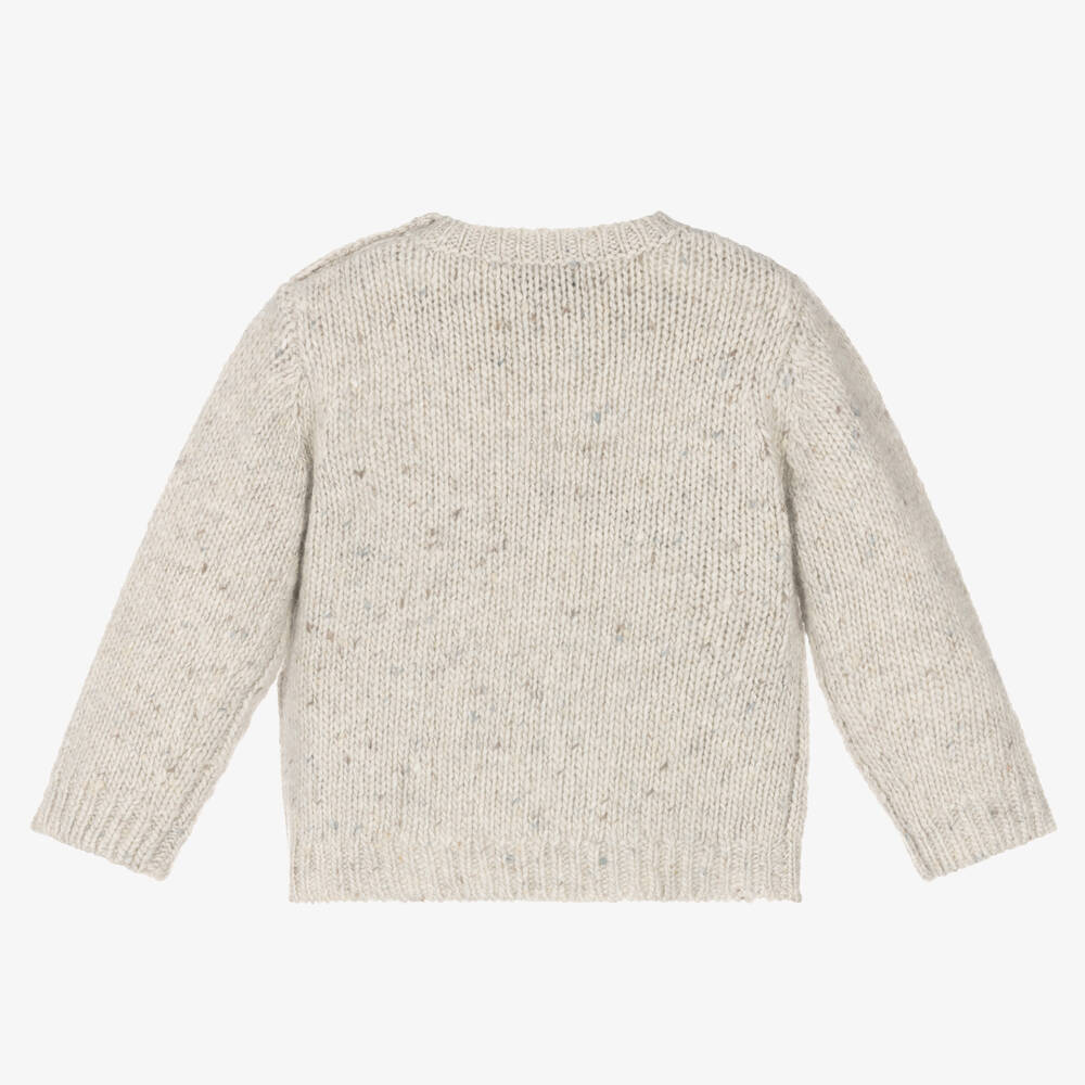 Bonpoint-Boys Grey Bear Wool Jumper | Childrensalon Outlet