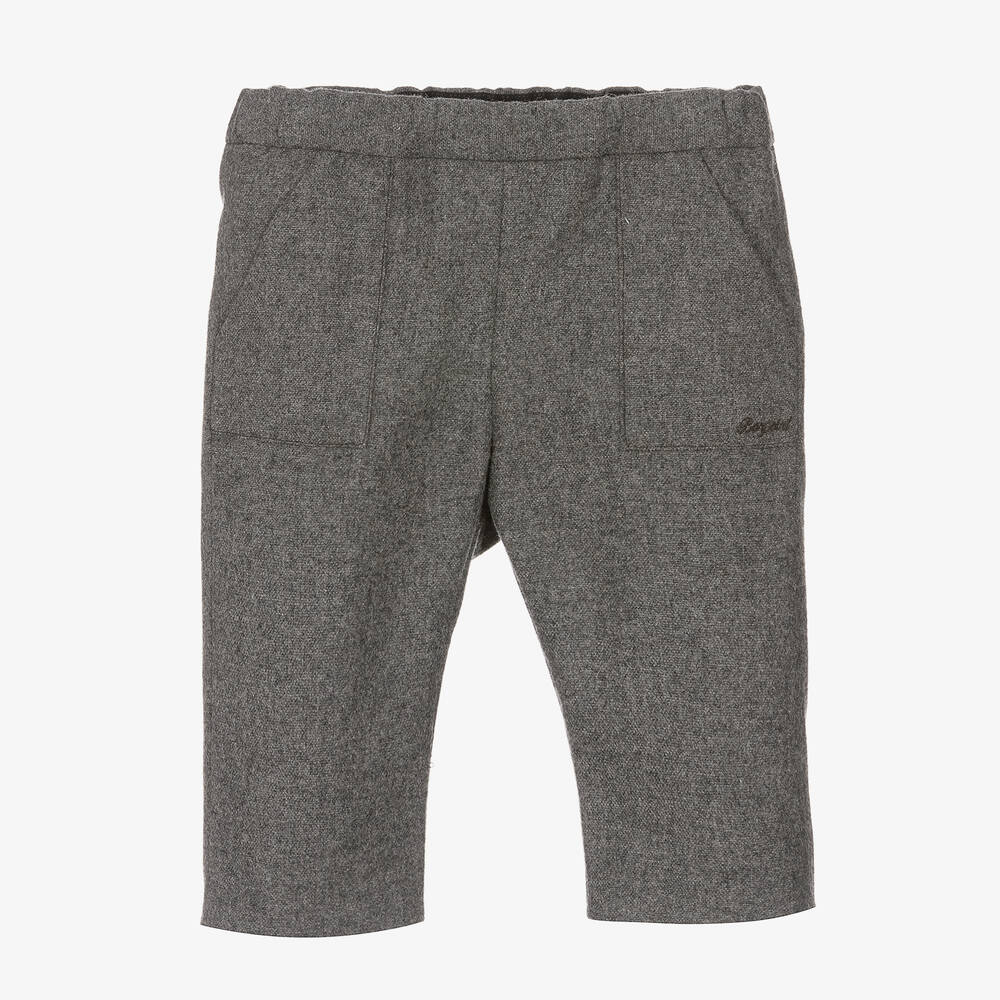 Bonpoint - Boys Grey Brushed Wool Trousers | Childrensalon