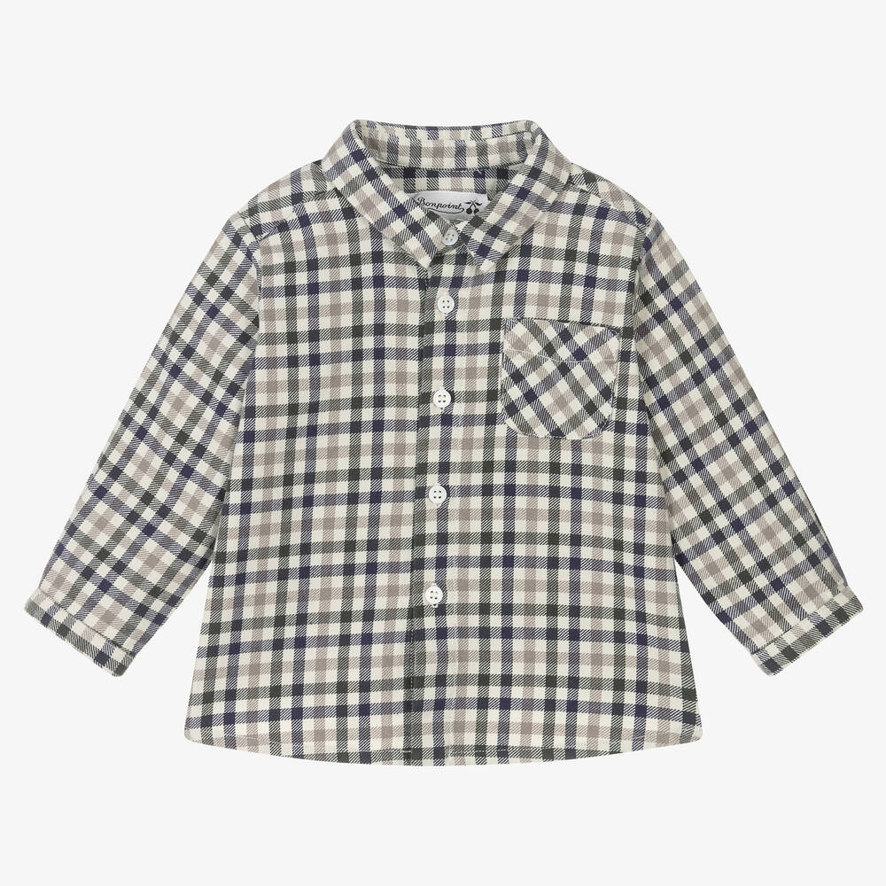 Bonpoint - Chemise grise carreaux garçon | Childrensalon