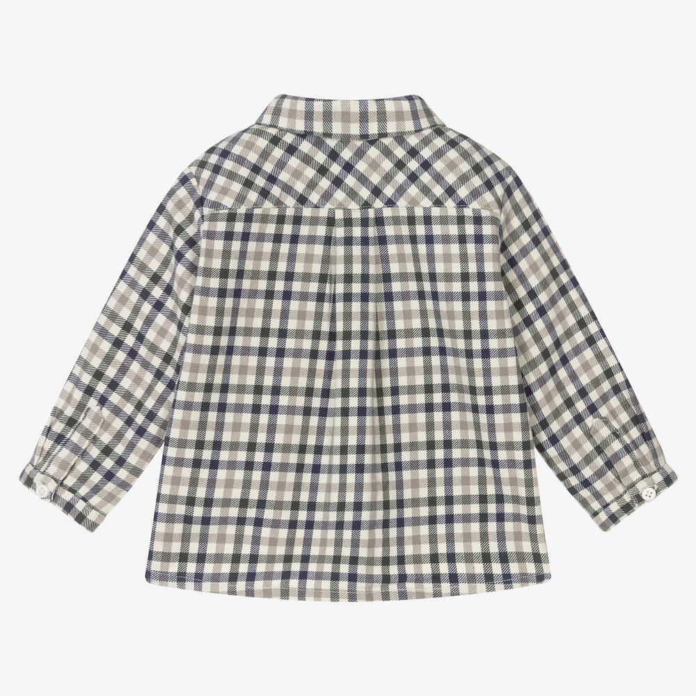 Bonpoint-Серая хлопковая рубашка в клетку для мальчиков | Childrensalon Outlet