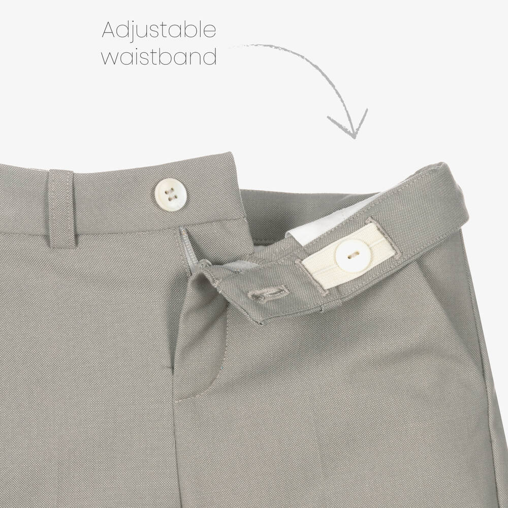 بونبوان-شورت تشينو قطن وصوف لون رمادي للأولاد | Childrensalon Outlet